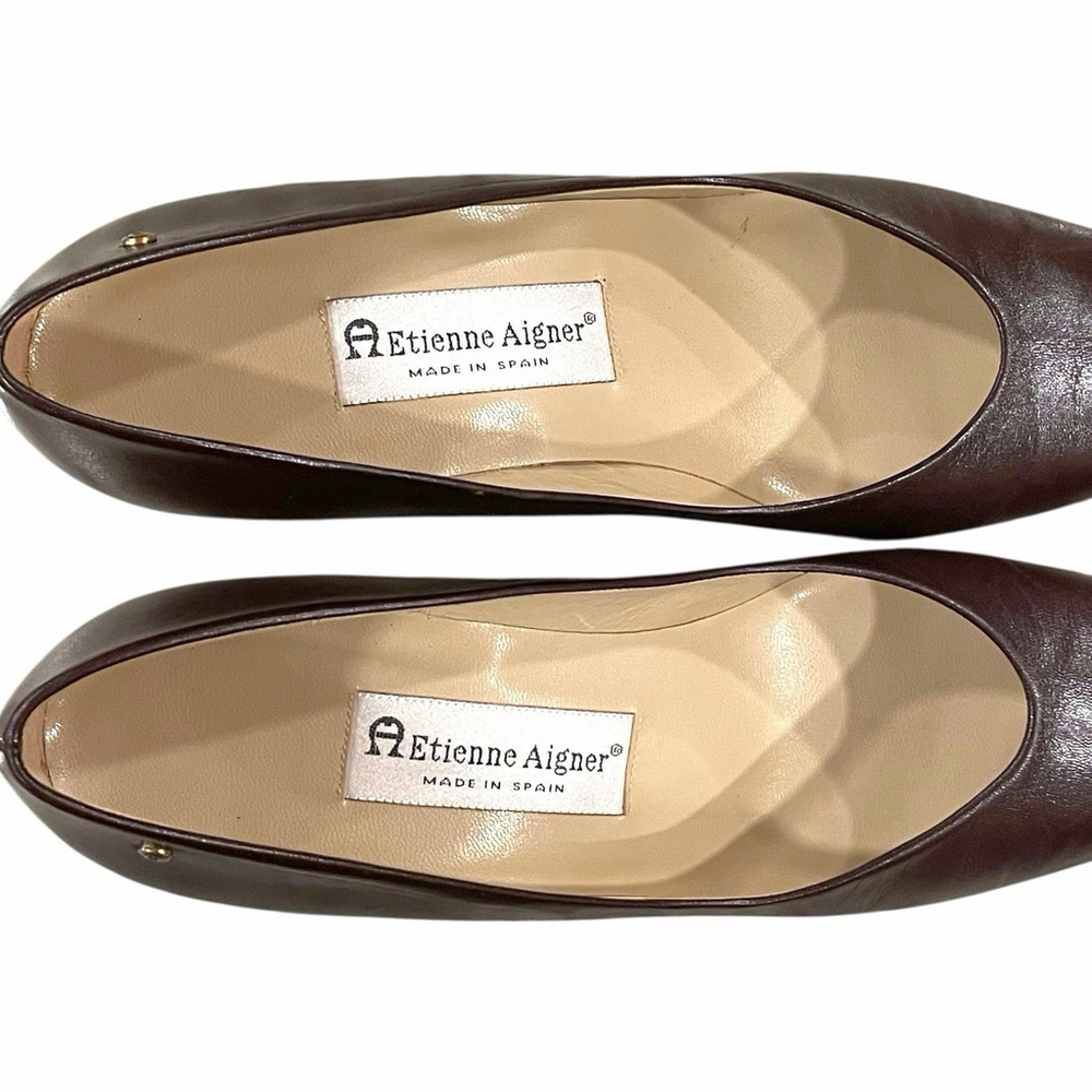 Vtg Etienne Aigner Womens 8.5N Taylor Pumps Brown Leather Made In Spain READ - Picture 7 of 16